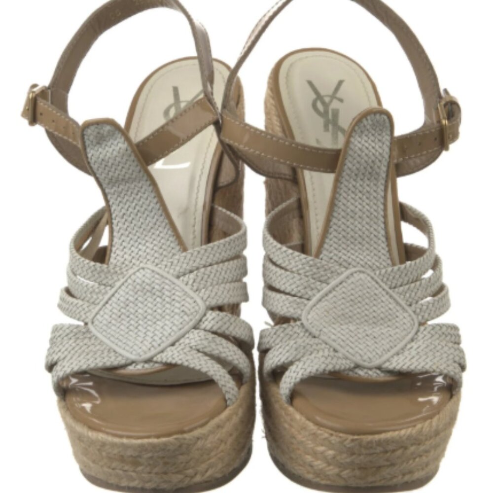 Yves Saint Laurent Rive Gauche Leather Braided Accents Sandals Women's Size: 10